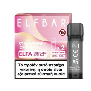 Elf Bar Elfa Strawberry Ice Cream Salt 20mg (Pack Of 2)